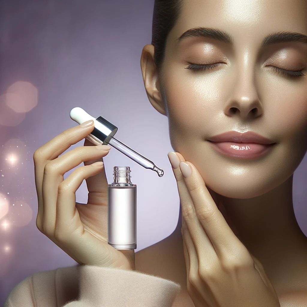 Mujer aplica suero de retinol